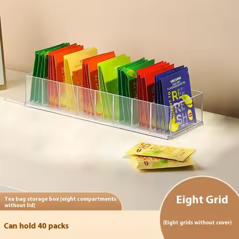 Flower Tea Bag Storage Box Transparent Display Box 8-Grid Classification Box Multi Functional Desktop Organizing Tool