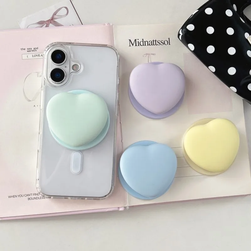 

Cute 3D Solid Heart For Magnetic Phone Grip Holder Foldable Stand for MagSafe Pastel Solid Color Kawaii Phone Accessory