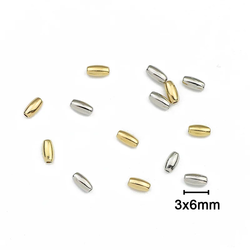 Oval Shape Gold Color CCB Beads Flat Round Rice Spacer Loose Beads For Jewelry Making Bracelet Necklace DIY 3x6mm 4x8mm 100pcs