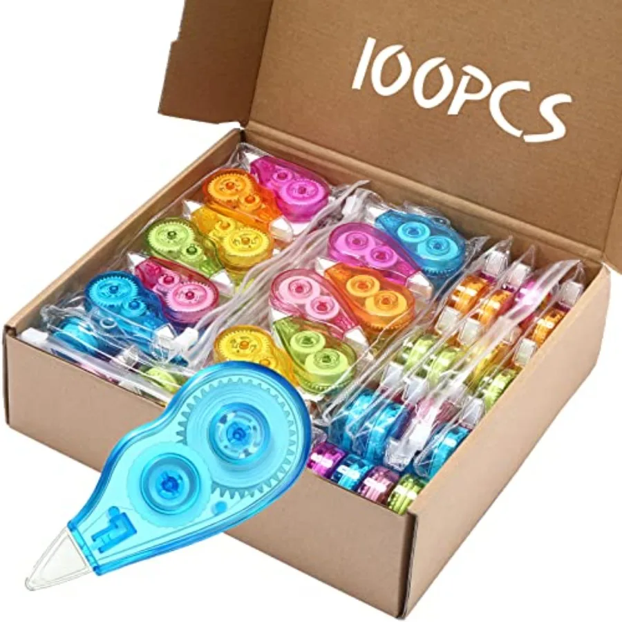 

100 Pack Mini Correction Tape Bulk Ink Corrector Eraser Tape Set Cute Aesthetic Colorful Instant Correction Applicator for Offi