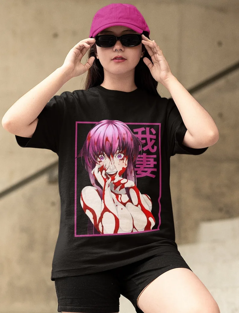 UNISEX - Mirai Nikki Anime T-Shirt, Yuno Gasai Future Diary Manga Waifu Shirt, Aesthetic Anime Short Sleeve Tee