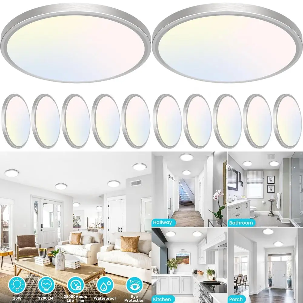 

7-дюймовый светодиодный потолочный светильник 15 Вт, 6 штук в комплекте, с регулируемой цветовой температурой, ультратонкий дизайн для домашнего использования