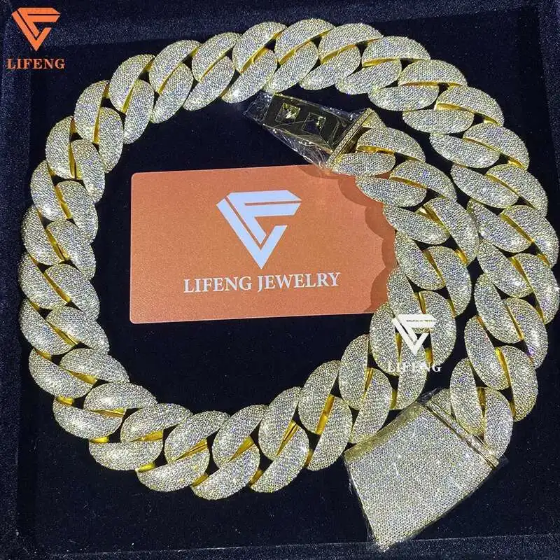 

25mm Big Heavy VVS Moissanite Diamonds Custom S925 Silver Miami Cuban Link Chain Fine Necklaces Men Fashion Jewelry