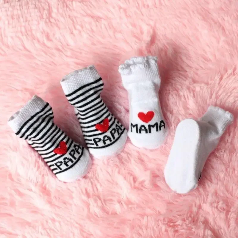 Spring Autumn Baby Soft Cotton Socks Cute Love Mama Girls Boys Floor Socks for 0-6 Months Newborn Toddler Stripe Infant Stuff