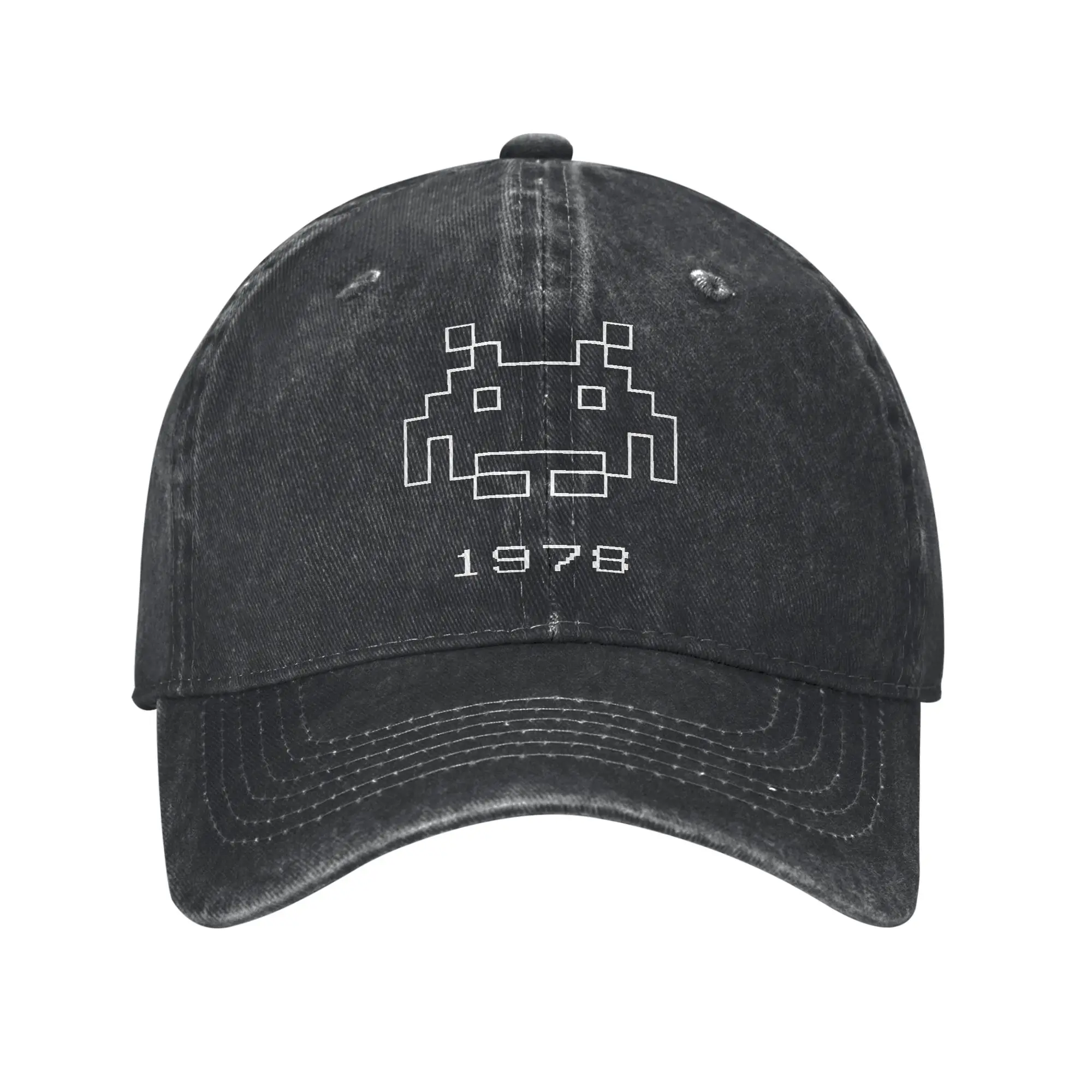 Vintage Space Invaders Baseball Cap Distressed Washed Headwear Gaming Gamer Outdoor Unstructured Soft Hats Cap