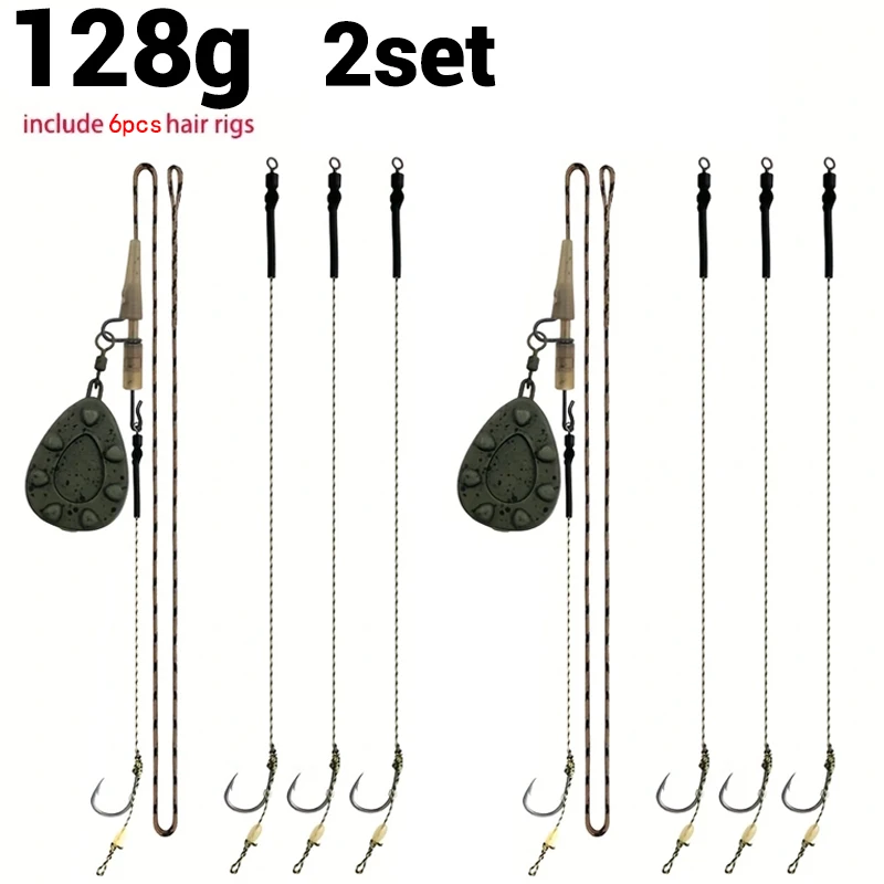 Carp Fishing Pre-tied Rig Set - Leadcore Leader with 6 Hair Rigs & Sinker Weights: 56g / 71g / 85g / 99g / 113g / 128g image 3