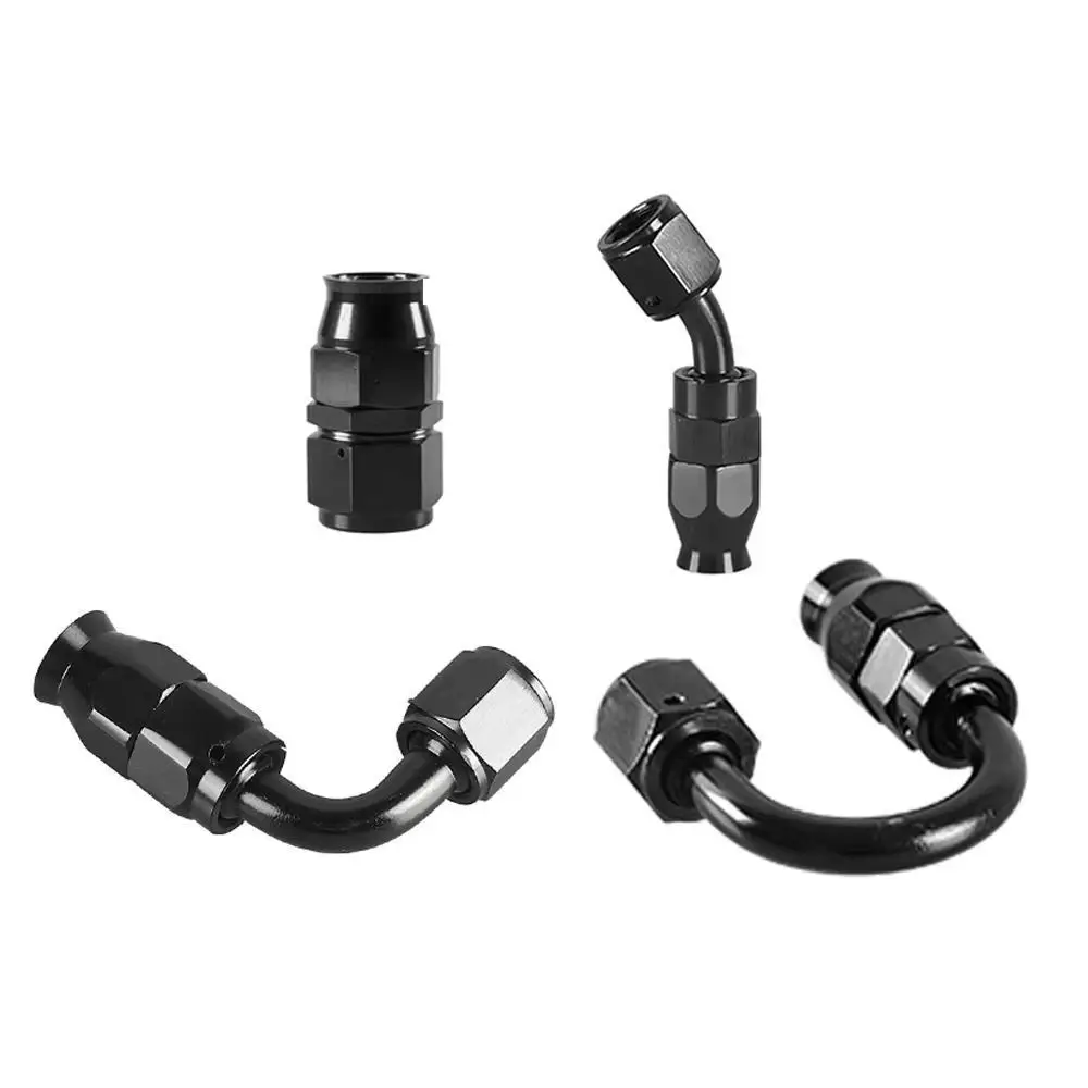 Aluminum Alloy AN Hose Fitting AN4/AN6/AN8/AN10 Universal Oil Line Connector Straight 0°/45°/90°/180° Degree Braided Fitting
