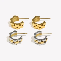 E.B.belle-Boucles d'oreilles en acier inoxydable pour femme, optique, gros bracelet de montre, petit cerceau, or, argent, document, métal, mode cool