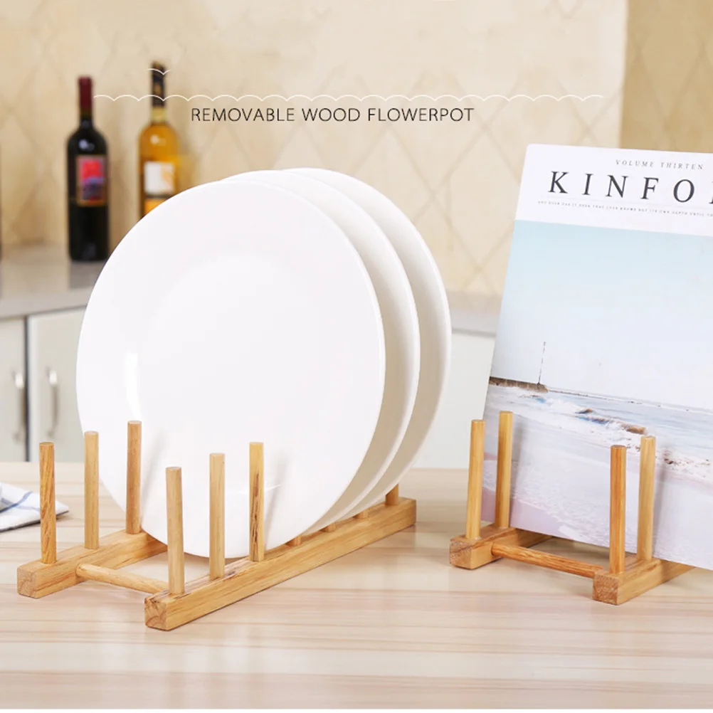 

Solid Wood Drain Rack Bamboo Dish Rack Drying Drainer for Plates Bowls Chopsticks Cups Chopping Board Compact Storage Kitchen