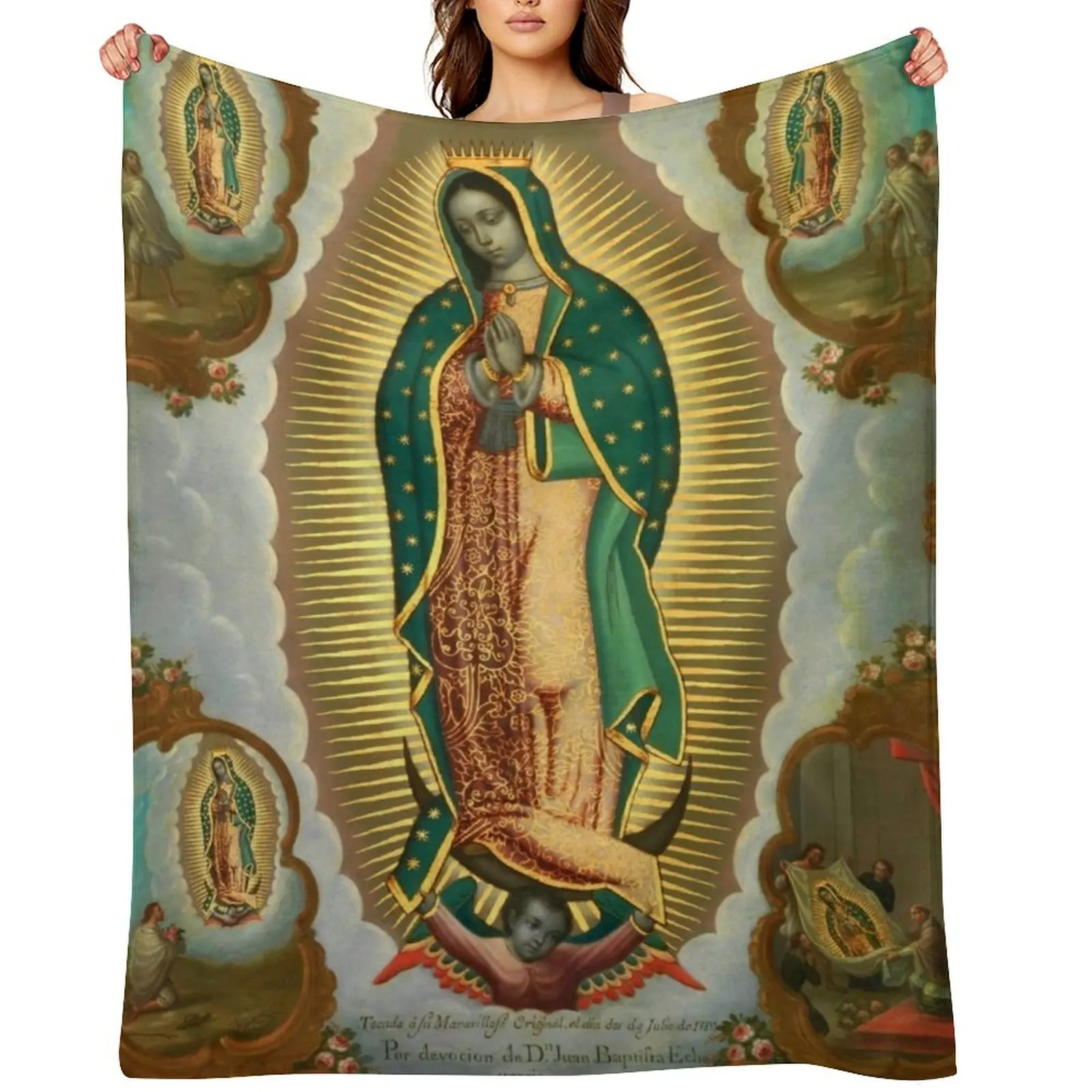 

La Guadalupana - Virgin of Guadalupe On view at The Met Gallery 749 Throw Blanket Plush Flannel Fabric Heavy Blankets