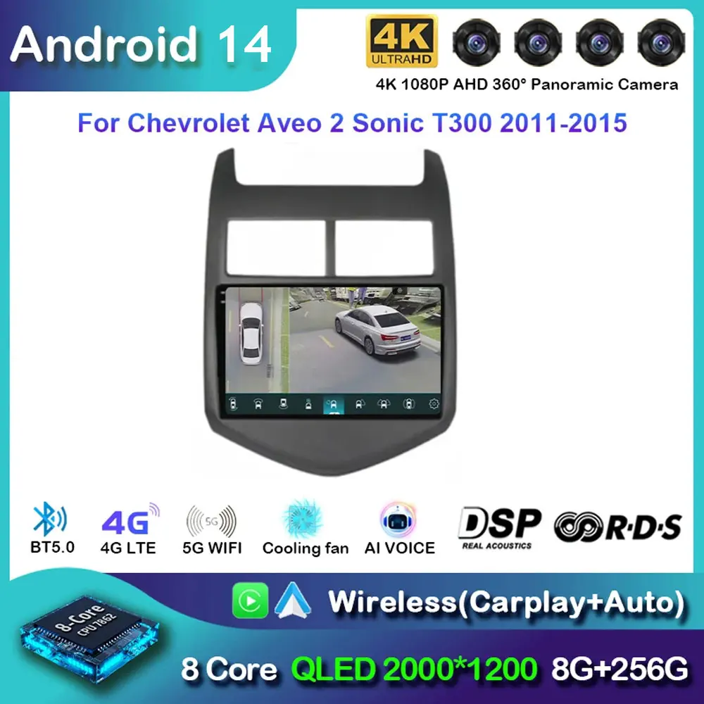 

Android 14 Carplay Авто Авто Радио Для Chevrolet Aveo 2 Sonic T300 2011-2015 Навигация GPS Мультимедийный Плеер Стерео Wi-Fi + 4G BT