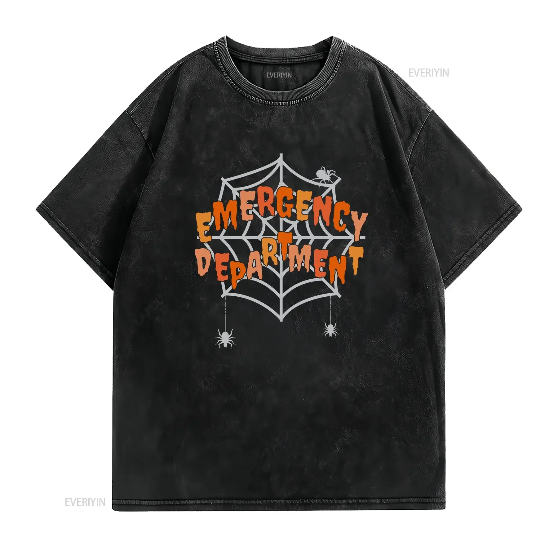 Halloween ER T Shirt Emergency DepartmenT Rn Nurse Present Crew Top vintage Washed Slightly Stretched Breathable Comfortable