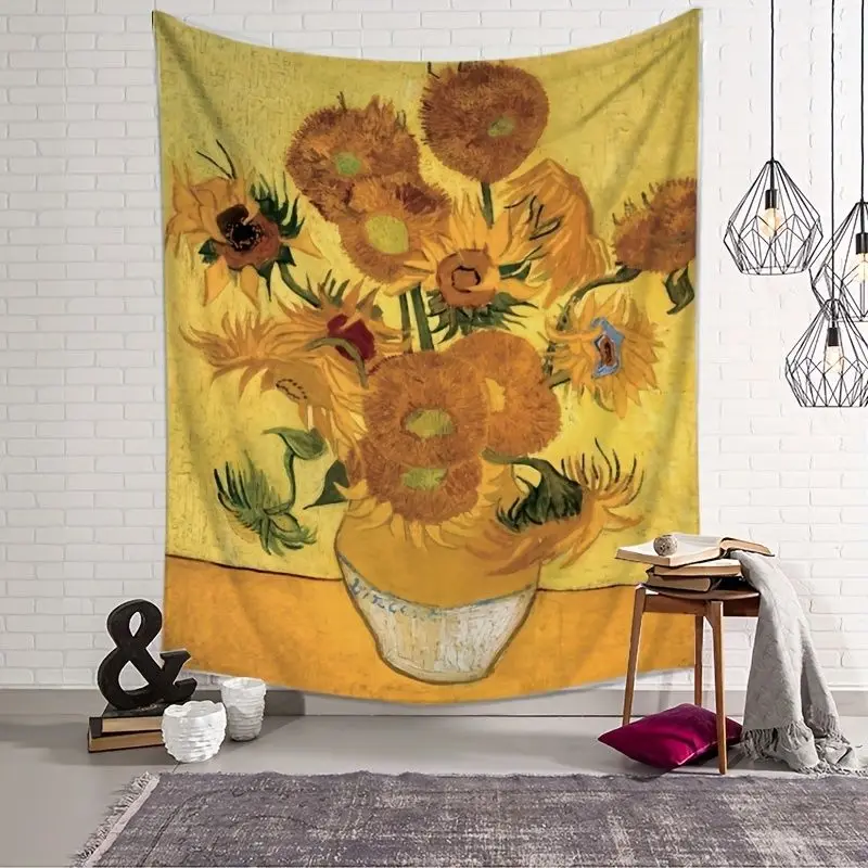 VIKAMA Van Gogh Sunflower Classic Oil Painting Vintage Tapestry Background Hanging Cloth Ins Style Room Decoration