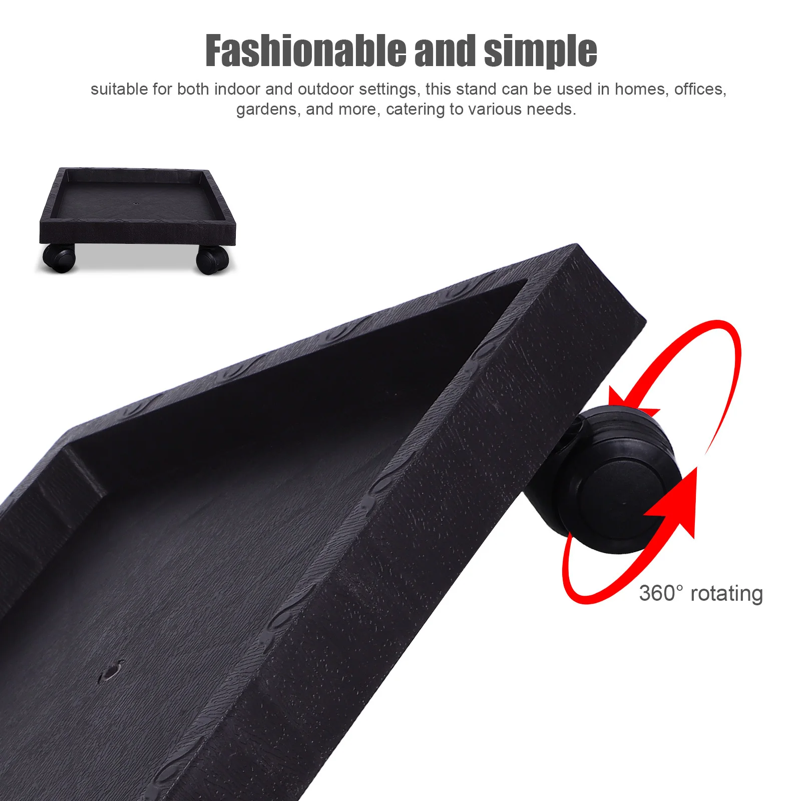 صينية نباتية مربعة، حامل زارع بلاستيكي سميك متحرك، داخلي وخارجي، مقاوم للماء، عربة دوارة مقاومة للتربة #5