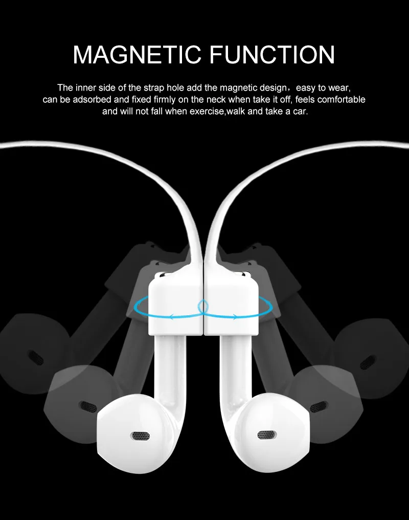 Soft Silicone Anti Lost Magnetic Rope Earphones for Apple Airpods Pro 2 1 FreeBuds 3 Bluetooth Wireless Headphone Earbuds Strap