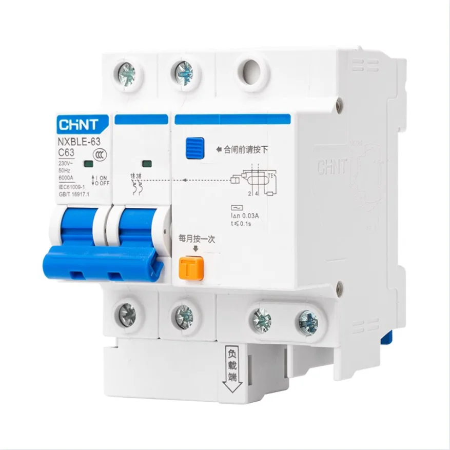 CHINT NXBLE-32 NXBLE-63 RCBO Residual Current Circuit Breaker Low Voltage AC Overload Short Circuit Earth Leakage Protection