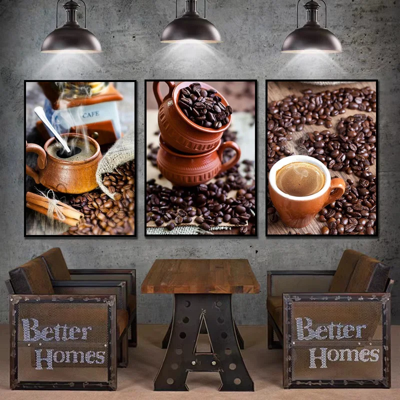 

Vintage Coffee Latte Posters Canvas Painting and Prints Wall Art For Cafe Bars Kitchen Home Restaurant Decor Frameless Gifts