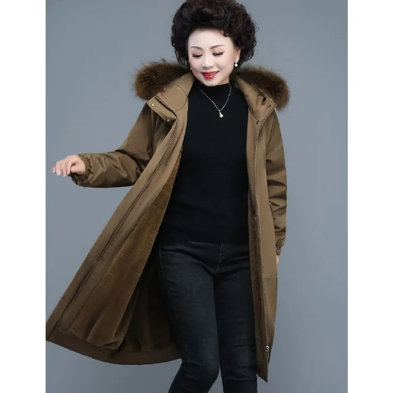 

2023 New Middle-aged Mom Pie Overcome The Winter Middle-aged Elderly Women Autumn Coats Plus Velvet Thickening Plus Size Jacket