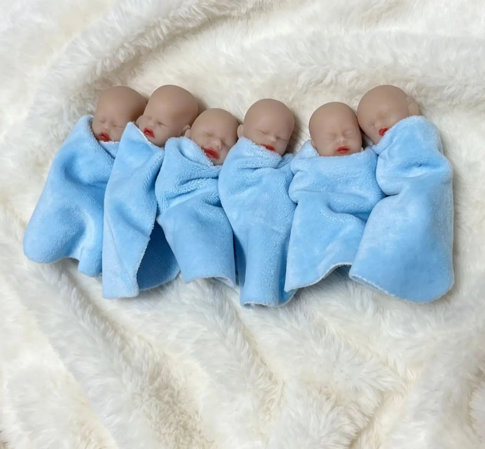 6PCS/set 3Inch Reborn Baby Full Body Silicone Dolls Reborn Doll Very Soft to Touch Anti-Stress Doll Toys