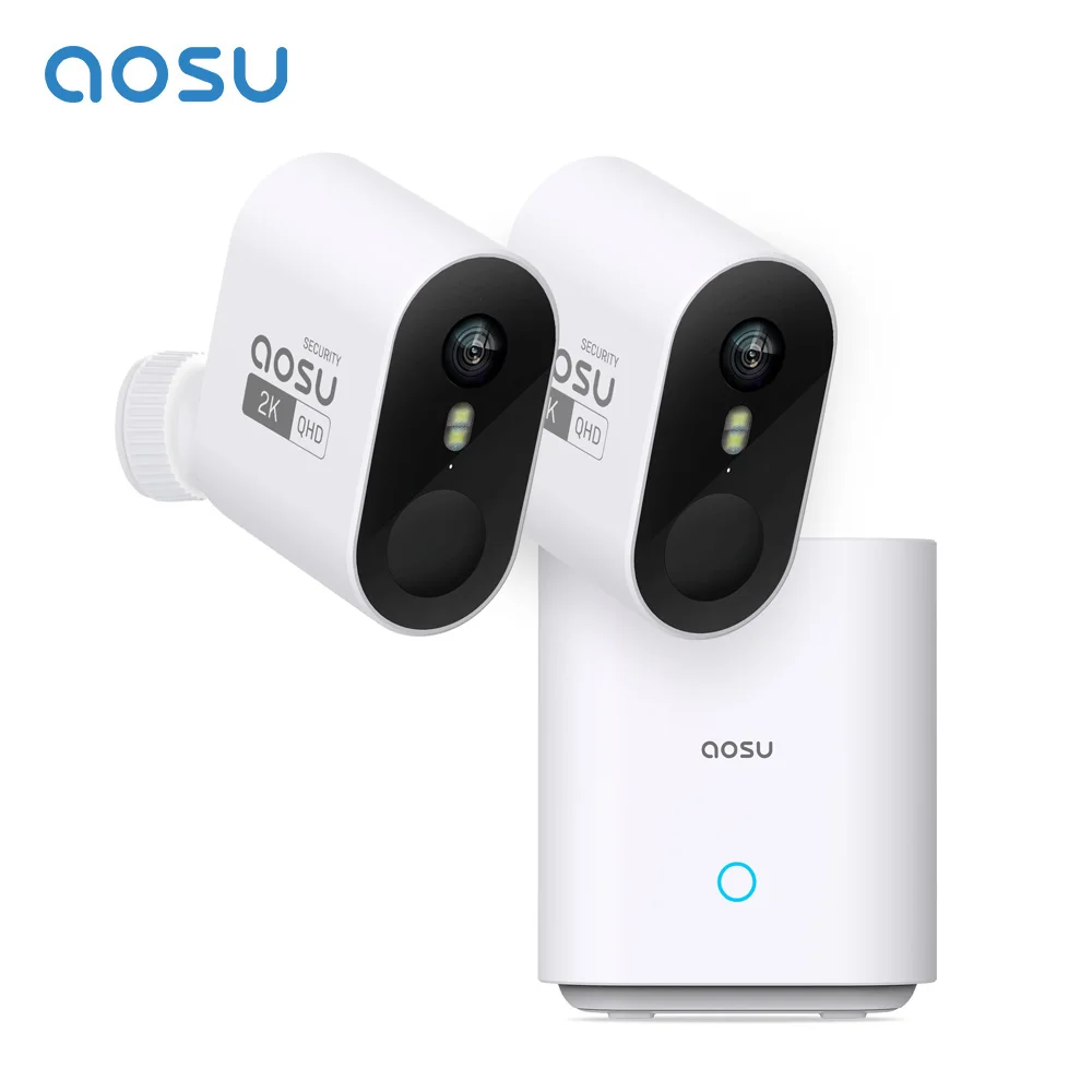 AOSU Security Cameras Wireless Outdoor Home System, True 2K HD Night Vision, No Subscription, 240-Day Battery Life, 166° Wide Vi