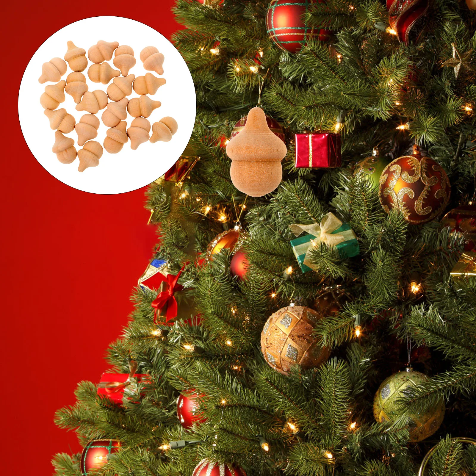 

20 pcs Wooden Acorns Unfinished Diy Peg Craft Kits Natural Wood Painting Staining Home Decoration Eco-Friendly Ornament