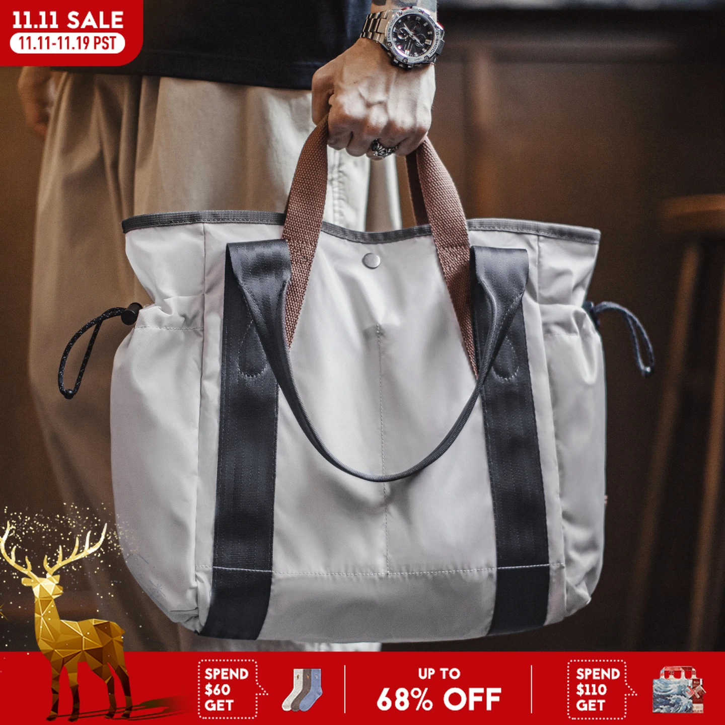 حقيبة يد رجالية مقاومة للماء من Maden Vintage، حقائب كتف ذات سعة كبيرة، حقيبة كمبيوتر محمول متعددة الاستخدامات للسفر