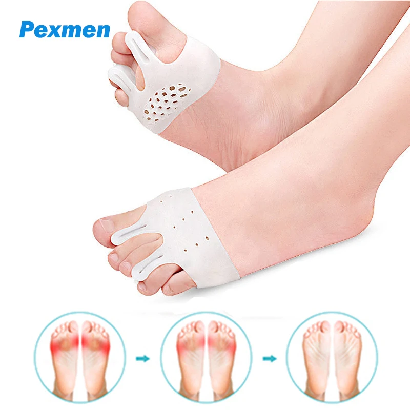 

Pexmen 2Pcs Gel Metatarsal Pads Ball of Foot Cushions & Bunion Pad to Help Relieve Hallux Valgus Forefoot Pads Toe Separator