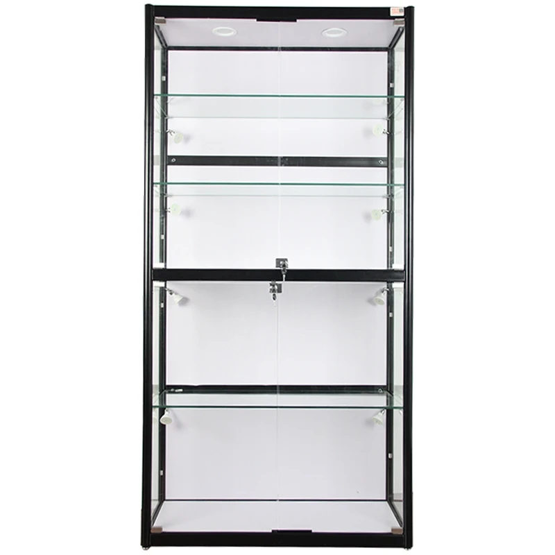 

custom.High quality Full LED light aluminum frame wall display show cabinet for retail store glass showcase