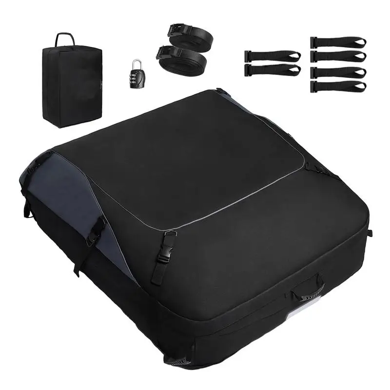 

Car Roof Bag Sunproof And Dust proof 600D Oxford Cloth Outdoor SUV Foldable Self driving With 6 Reinforced Strap Large Capacity