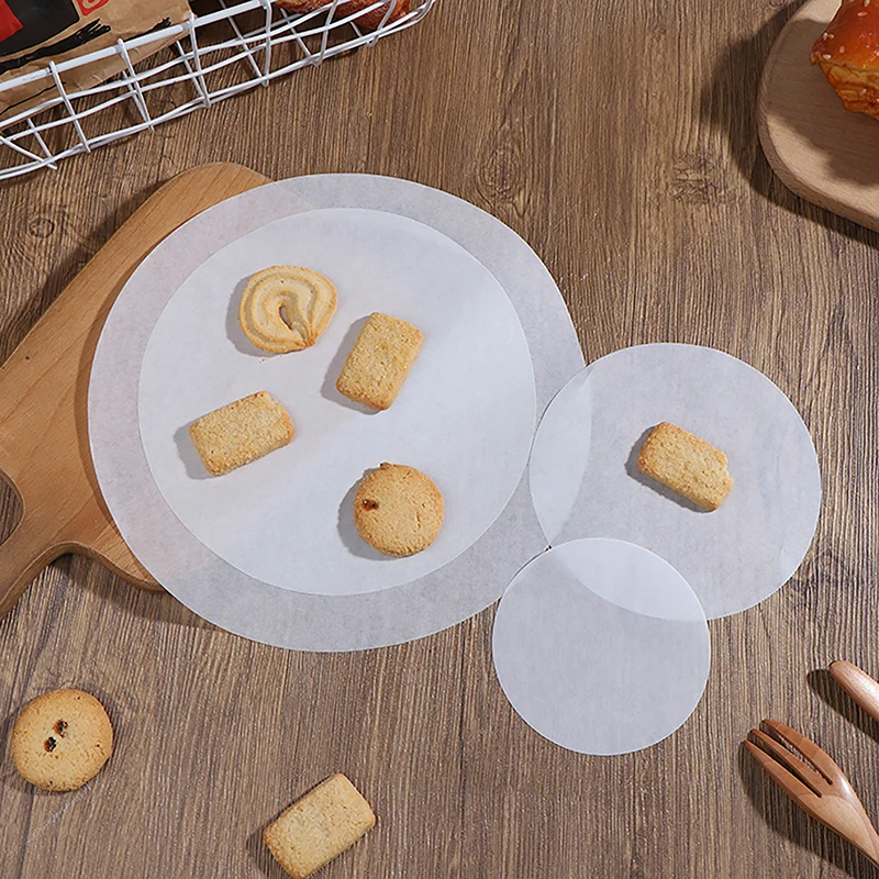 50Pcs Baking Oiled Paper Circle Parchment Paper Multifunction Liner BBQ Oven Patty Hamburger Paper Steamer Liners Baking Tool