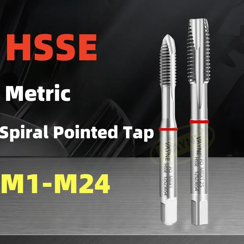 

1pcs HSSE Metric multi-purpose Spiral Pointed Tap M1M2M3M4M5M6M7M8M10M12M16M18M20M22M24 Machine With Red Ring Thread Taps