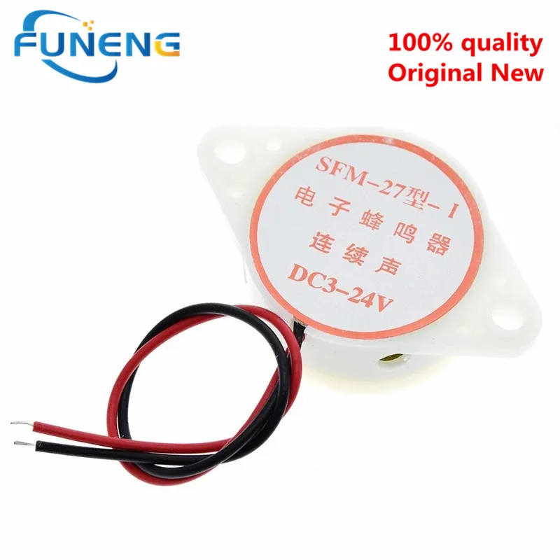 10PCS 95DB Alarm High-decibel 3-24V 12V Electronic Buzzer Beep Alarm Continuous Beep for Arduino SFM-27 HYT-3015