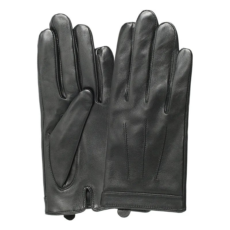 Gants de printemps en cuir véritable pour hommes, écran tactile, peau de mouton noire, gants de conduite fins et chauds, nouveau, 2022