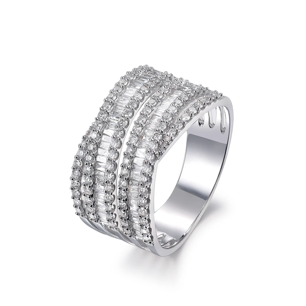 

Sun Star Wholesale Gemstone Jewellery With Real Gold 18k Baguette Cut Diamond Eternity Ring for Women