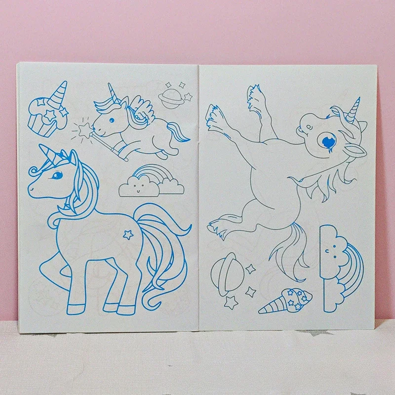 A5 Unicorn Horse Cartoon Coloring Book Kindergarten Graffiti Picture Book Children\'s Coloring Books for Kids Free Shipping Books