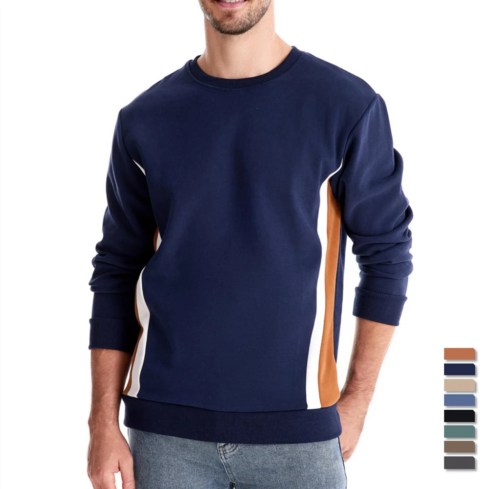 

AIOPESON Mens Patckwork Cotton-blend Crew Neck Sweatshirts Fashion Casual Sport Round Neck Pullover Sweatshirt for Men