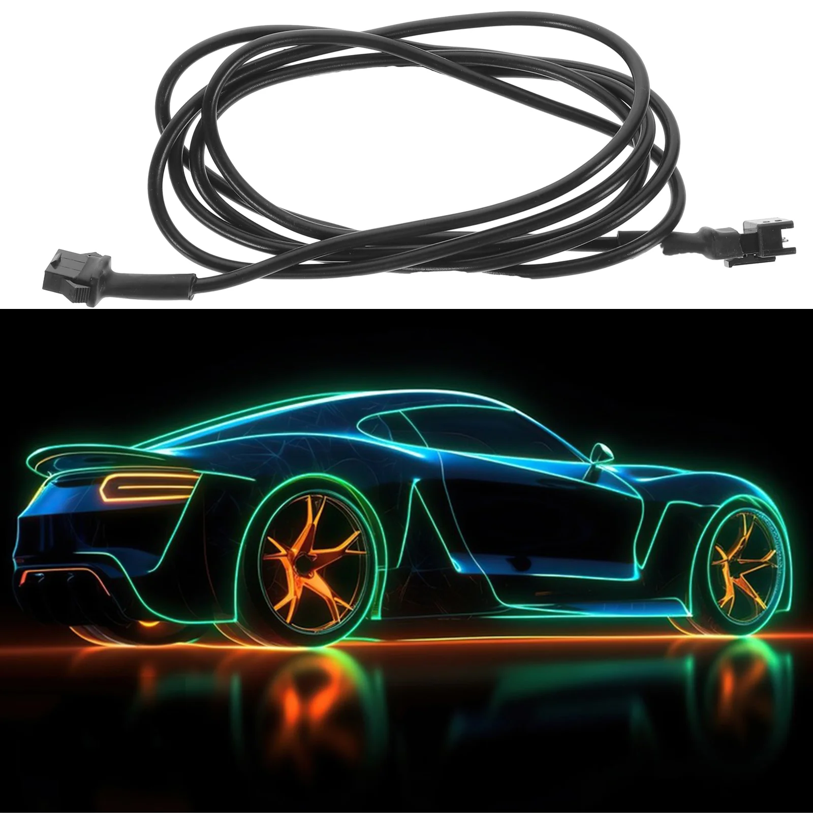 4 Pcs Chassis Light Extension Cord Cords Pin LED Cable Strip Pvc for Car Neon Wire