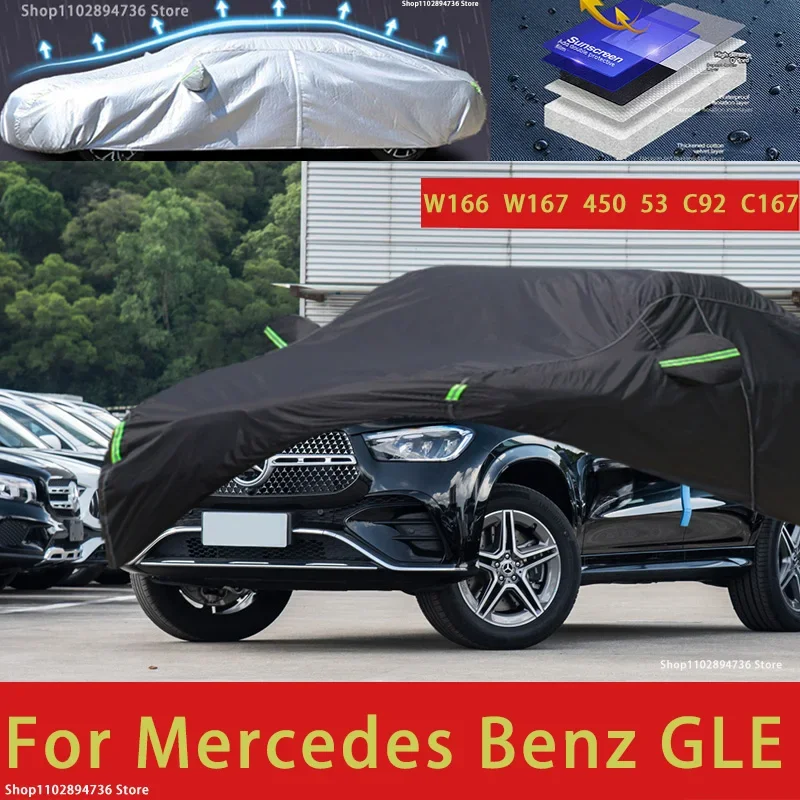 

For Mercedes Benz GLE W166 W167 450 C167 Outdoor Protection Full Car Cover Covers Sunshade Waterproof Dustproof Black Car Cover