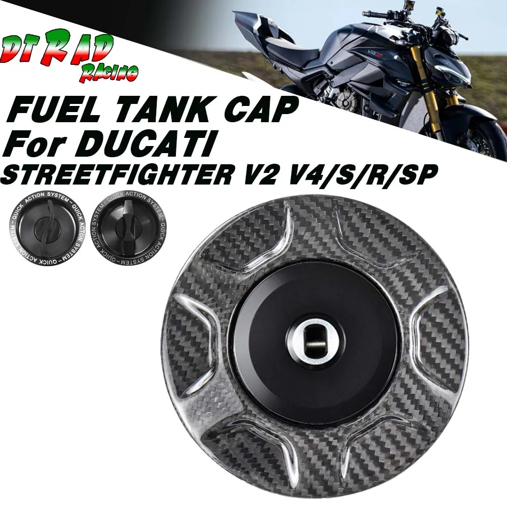 New 2024 For DUCATI STREETFIGHTER V2 V4/S/R/SP/LAMBORGHINI Carbon Racing Quick Release Fuel Tank Cap Key Locking Oil Gas Cover