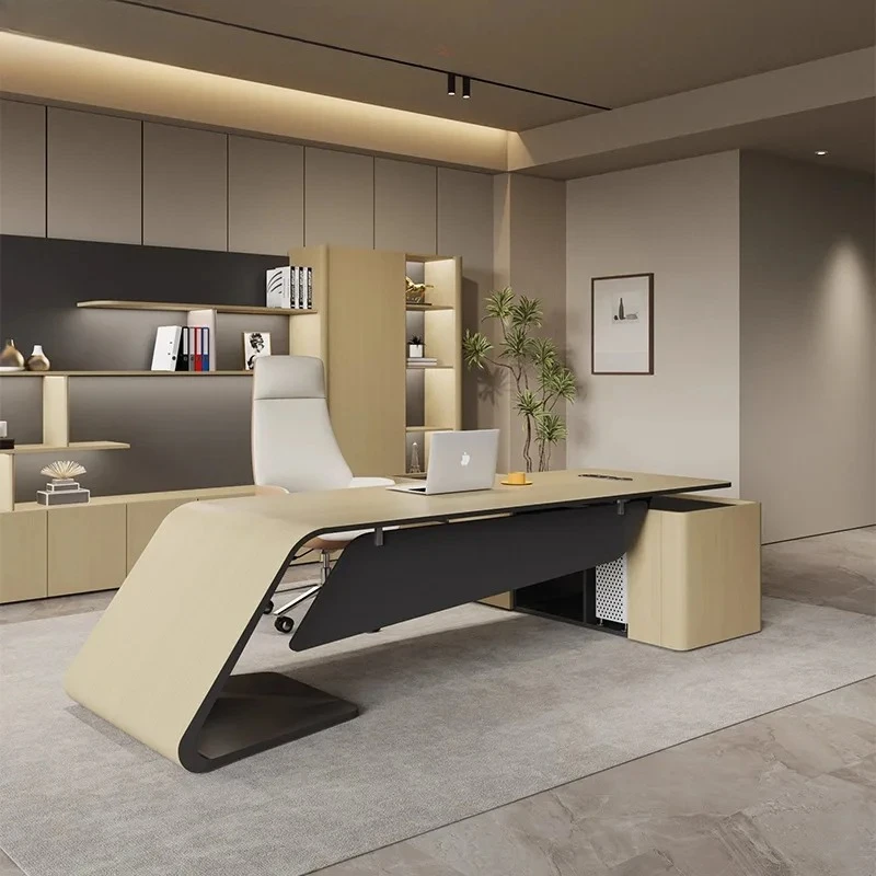 

Элитный стол руководителя, современный минималистичный офисный стол и стул для менеджера, комплект.