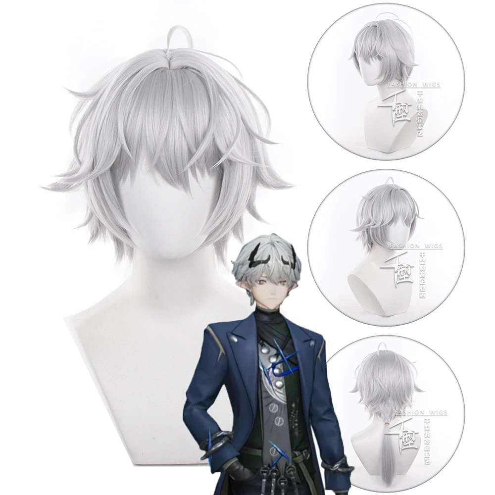 アーダシール-コスプレウィッグ-ゲーム-エンドフィールド-シルバーグレー-55-センチメートル耐熱人工毛ハロウィンパーティーウィッグ-ウィッグキャップ