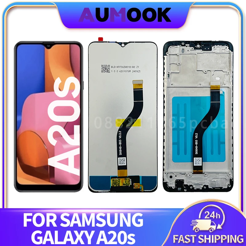 Pantalla LCD de 6.5" para Samsung Galaxy A20s A207F A207M A2070, ensamblaje de pantalla táctil y digitalizador con marco, piezas de pantalla