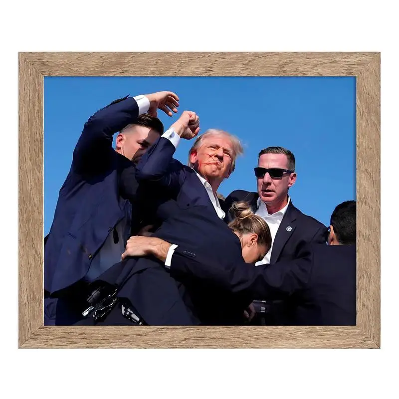 President Campaign Framed Photo Assassination Attempt Fight Picture Poster July 13 2024 President The Warrior Photo Keep