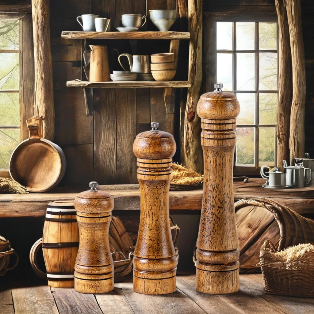 

Manual Solid Wood Pepper Grinder & Mill, Oak Spice Grinder with Adjustable Coarseness - Freshly Ground Pepper & Seasonings