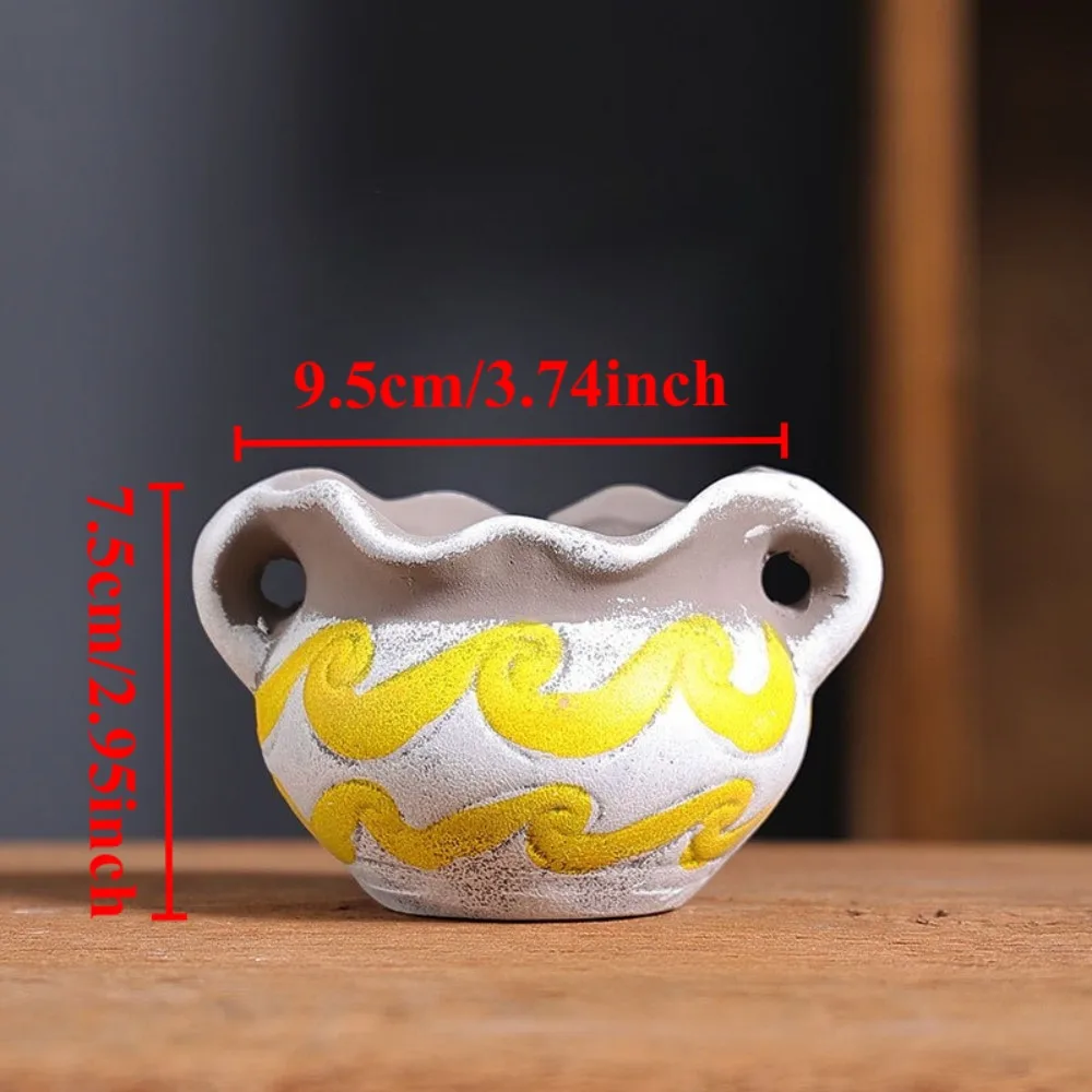 Bohemia Succulent Pots Small Succulent Planter Pot with Drainage Rustic Ceramic Flower Pots for Indoor Outdoor Cactus Plants