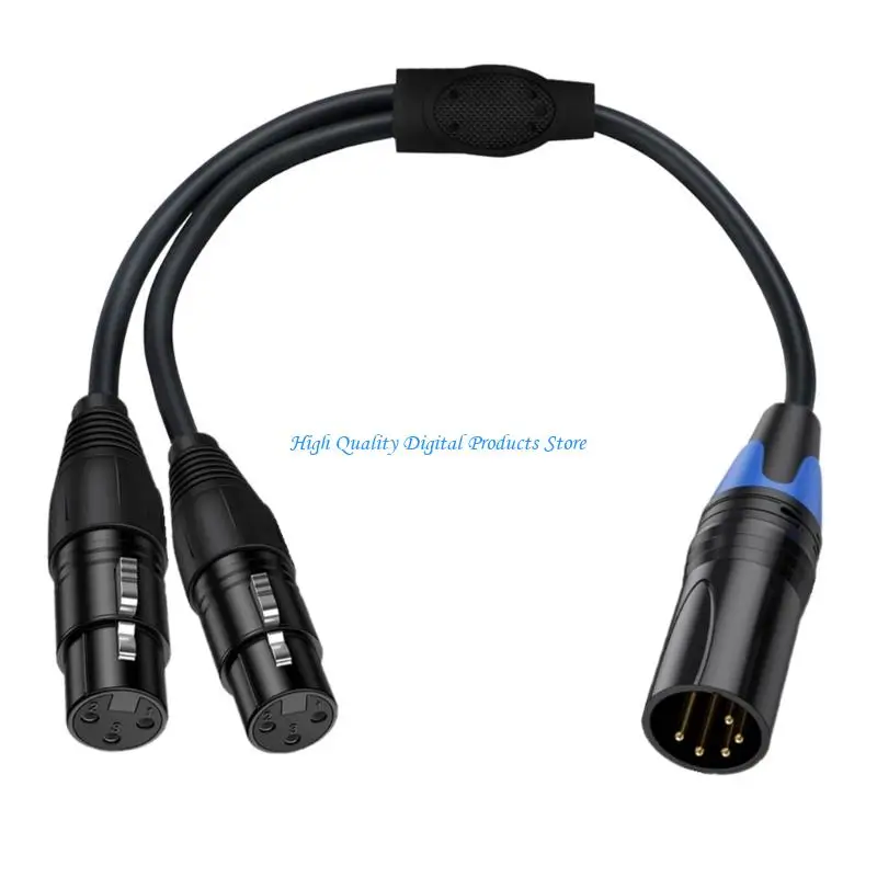 U2JE Y Splitter XLR Cable Converts 5Pin To 3Pin XLR Sound Cable For Balanced