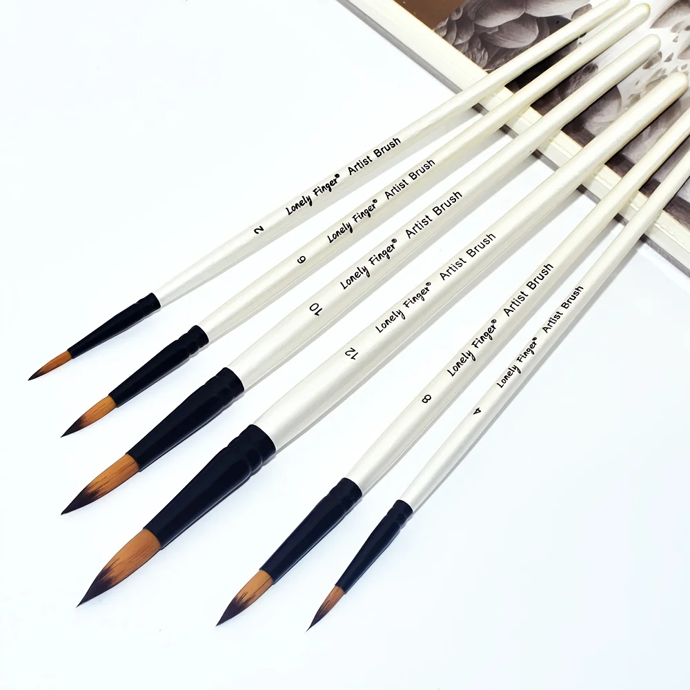 6 stücke Künstler Pinsel Set Nylon Tipps Künstler Pinsel Für Acryl Öl Aquarell Acryl Malerei Körper Gesicht Rock kunst – Detail 4