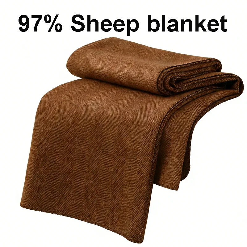 Wool Blankets 97% Warm Comforter Four Seasons Fleece Blankets 1.5*2m Sofa Bedding Camping Office Nap Shawl Sheep Wool Blanket