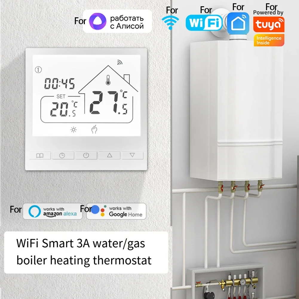 Tuya- Smart WiFi Floor Heating/Gas/Water Tuya- Smart Floor Heating Thermostat Panel Switch Heating APP Temperature Controller