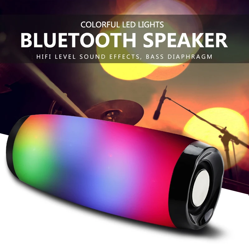 TG157 LED Flashing Light  Speaker Portable with Rope Outdoor Loundspeaker 1200 MAh Fabric Waterproof Subwoofer Dj Bluetooth New